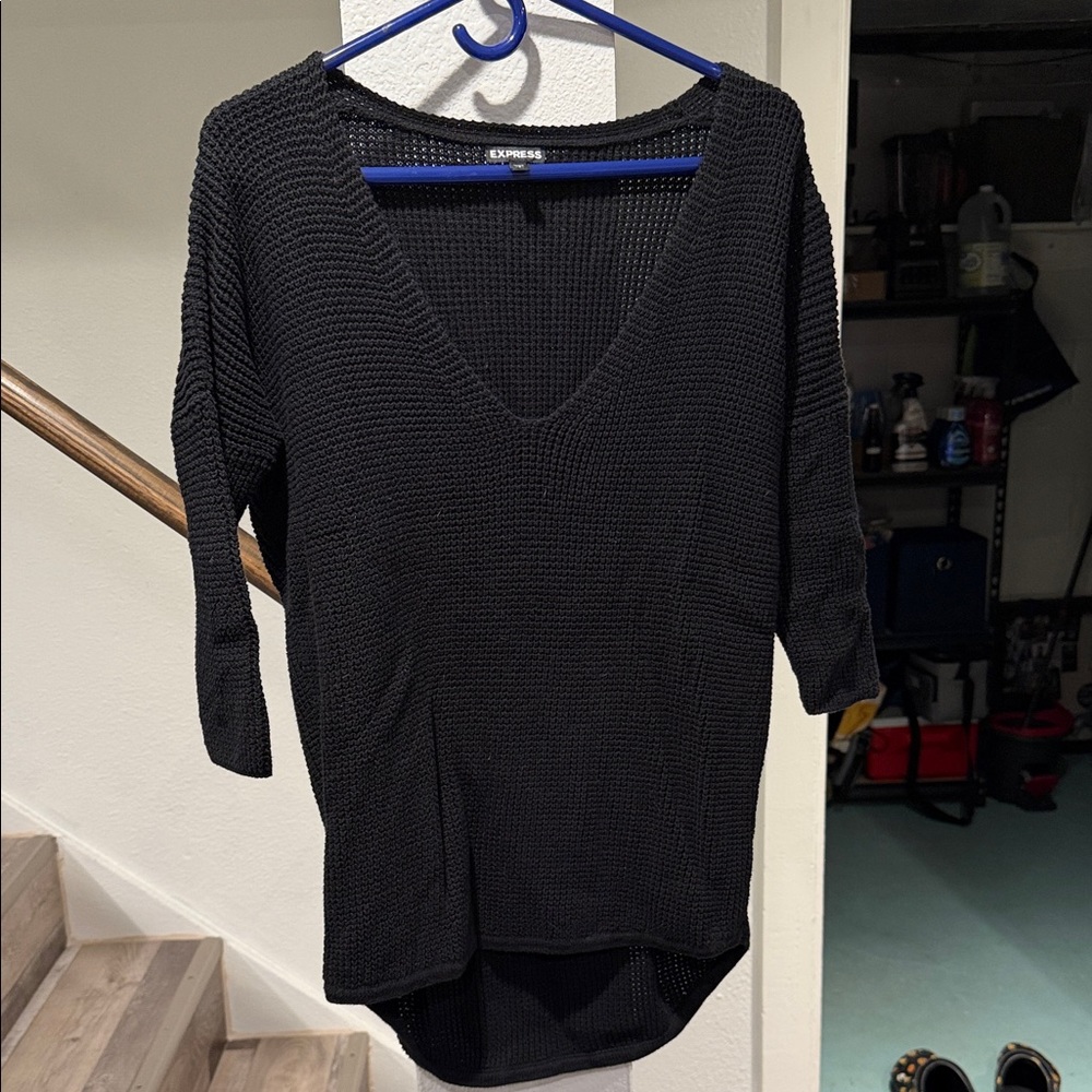 Express Black V-Neck Sweater